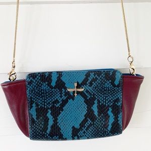 Pour La Victoire Elie Mini Crossbody Blue Snake